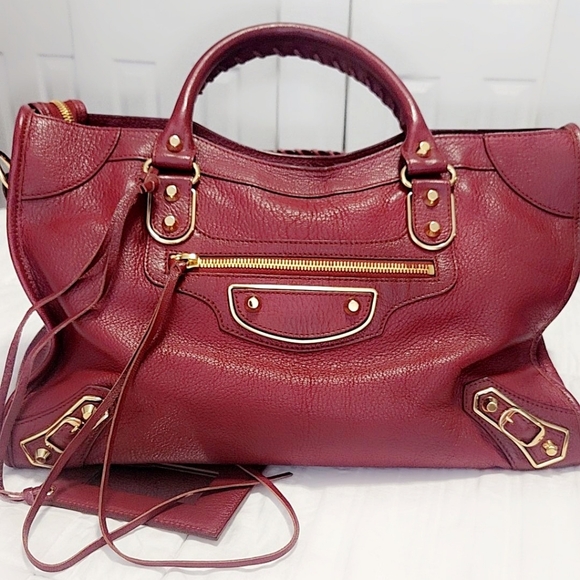 Balenciaga Classic City Metallic Edge Burgundy Leather - Picture 3 of 8